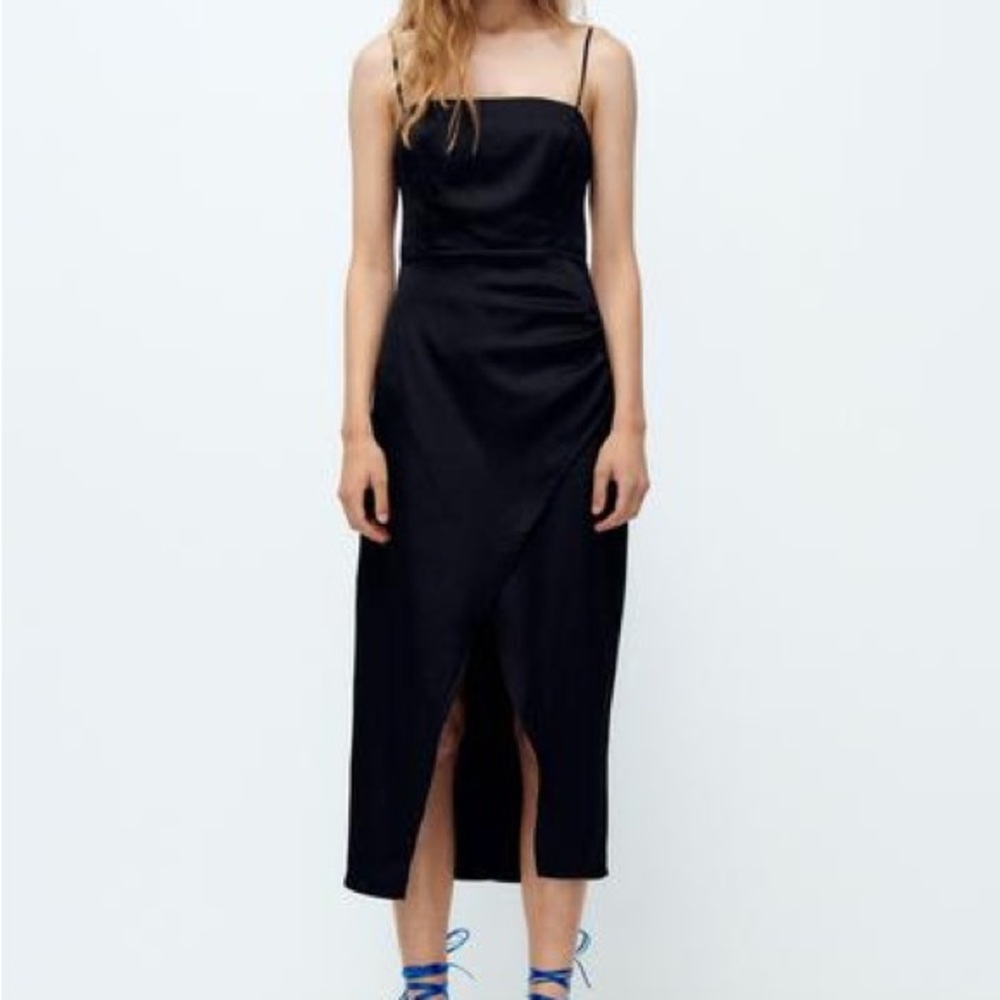 Zara satin effect cut out midi dress